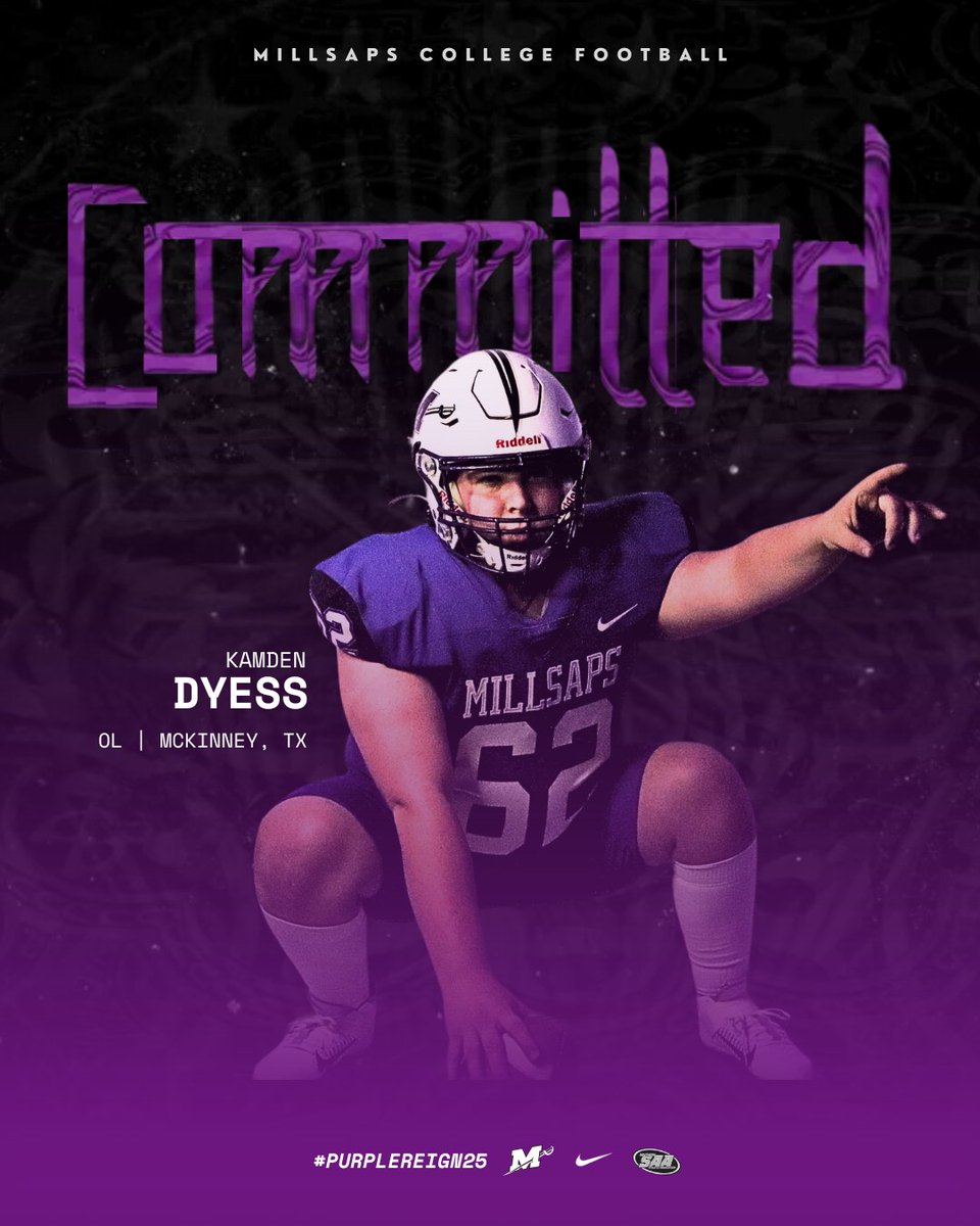 Millsaps Football (@majorsfootball) on Twitter photo First commitment of the ‘25 class 
Welcome, Kamden Dyess
#PURPLEREIGN25 | #GoMajors First commitment of the ‘25 class 
Welcome, Kamden Dyess
#PURPLEREIGN25 | #GoMajors