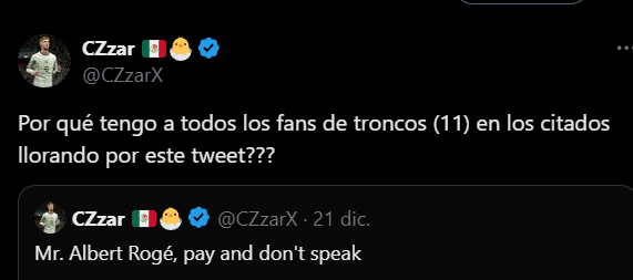 Matix_Cavs's tweet photo. Si la vas a agitar @CZzarX báncate que la gente te responda, sos de mexico no seas cagon https://t.co/zy04hENuMf