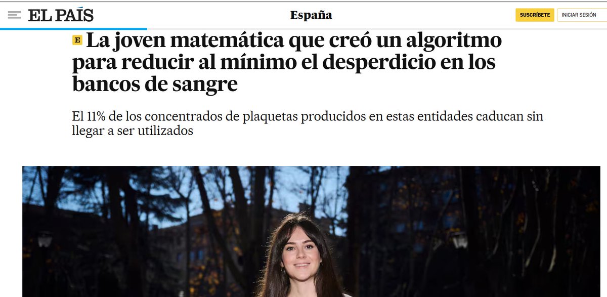 Felicitamos a Irene Ayerra, que estudió el Grado en Matemáticas y el Máster en Modelización e Investigación en Matemáticas, Estadística y Computación en nuestra Universidad, fundadora y CEO de la startup Hemotic, premiada en los 'Women Start up Awards'. 
elpais.com/espana/2024-12…