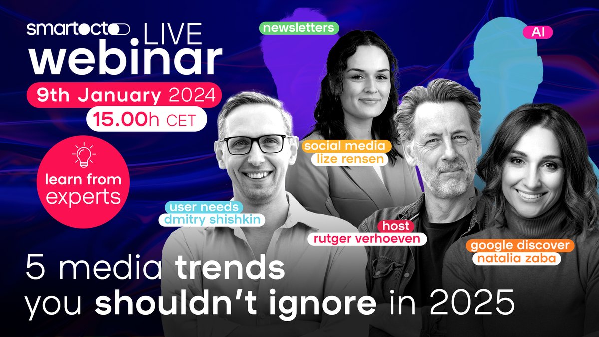 How can you still reach new audiences via social media in 2025? 🗣️ 

Lize Rensen, team manager for social and video at the Dutch broadcaster Omroep Brabant, shares how she approaches this challenge in our first webinar of the new year.

Sign up now: smartocto.com/webinar/5-medi…