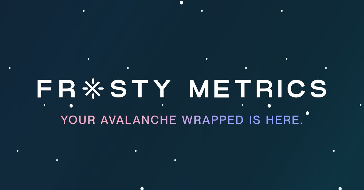 Frosty Metrics🔺 (@frostymetrics) on Twitter photo 🔺 Avalanche Wrapped 2024 is here 🔺
Brought to you by <a href="/frostymetrics/">Frosty Metrics🔺</a>, check out your year on the <a href="/avax/">Avalanche🔺</a> blockchain! See your activity, Chill Factor growth, and the accolades you’ve earned for interacting with the hottest projects. 🔺 Avalanche Wrapped 2024 is here 🔺
Brought to you by <a href="/frostymetrics/">Frosty Metrics🔺</a>, check out your year on the <a href="/avax/">Avalanche🔺</a> blockchain! See your activity, Chill Factor growth, and the accolades you’ve earned for interacting with the hottest projects.