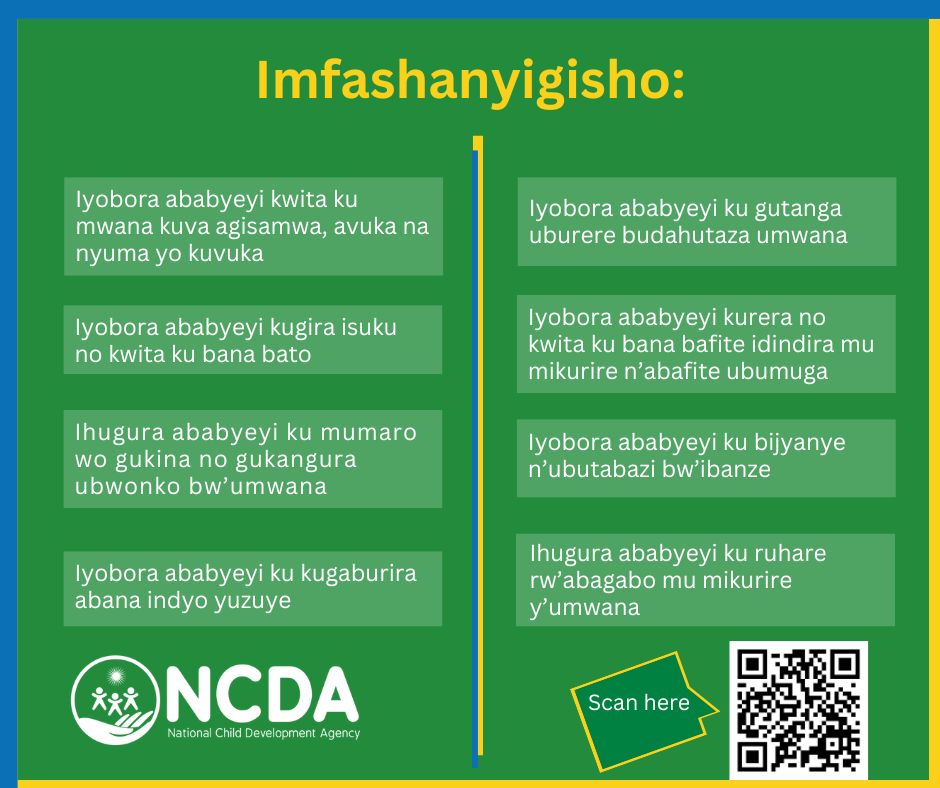 Muri iki gihe cy'ibiruhuko by'iminsi mikuru isoza umwaka, ni umwanya mwiza ababyeyi bakoresha bakaba hafi y'abana babaha uburere buboneye.

Soma 𝒊𝒎𝒇𝒂𝒔𝒉𝒂𝒏𝒚𝒂𝒈𝒊𝒔𝒉𝒐 umenye uko warera umwana neza.

Nyura hano: tinyurl.com/3fnarew8