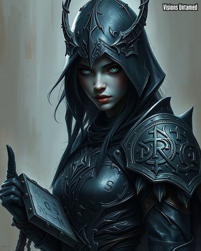 VisionsUntamed's tweet photo. “Guardian of shadows and secrets 🖤⚔️. Her piercing gaze tells a story of battles fought and mysteries yet to unfold. A warrior cloaked in elegance and power. 🛡️✨”

“Guardião das sombras e segredos 🖤⚔️. Seu olhar penetrante conta histórias de batalhas travadas e mistérios ainda por desvendar. Uma guerreira envolta em elegância e poder. 🛡️✨”

#VisionsUntamed #Art #Arte #DigitalArt #Instagood #DarkFantasy #EpicWarrior #MysticalPower #ArmorDesign #FantasyArt