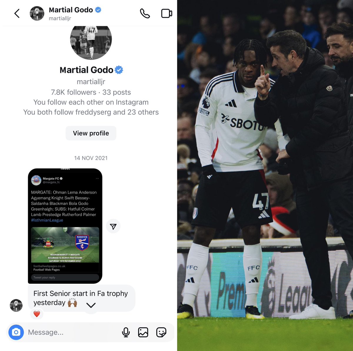 Non-League Gems 💎 (@non_leaguegems) on Twitter photo A <a href="/premierleague/">Premier League</a> debut for NLG ambassador <a href="/GodoMartial/">Martial Godo</a>
3 years ago, he sent us this message after making his first start for <a href="/margate_fc/">Margate FC</a> in the FA Trophy…
Now he is an England U20 & a Prem player. A truly inspirational journey.
Work hard and never giving up on your dreams💎 A <a href="/premierleague/">Premier League</a> debut for NLG ambassador <a href="/GodoMartial/">Martial Godo</a>
3 years ago, he sent us this message after making his first start for <a href="/margate_fc/">Margate FC</a> in the FA Trophy…
Now he is an England U20 & a Prem player. A truly inspirational journey.
Work hard and never giving up on your dreams💎