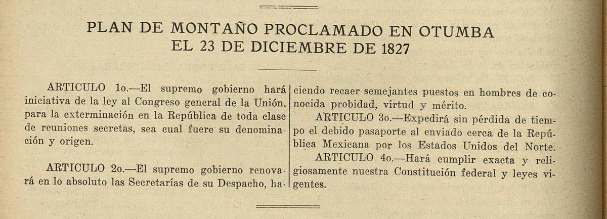 GPL59323899's tweet photo. Plan de Montaño proclamado en Otumba, el 23 de diciembre de 1827 https://t.co/4RikcC5ZWg