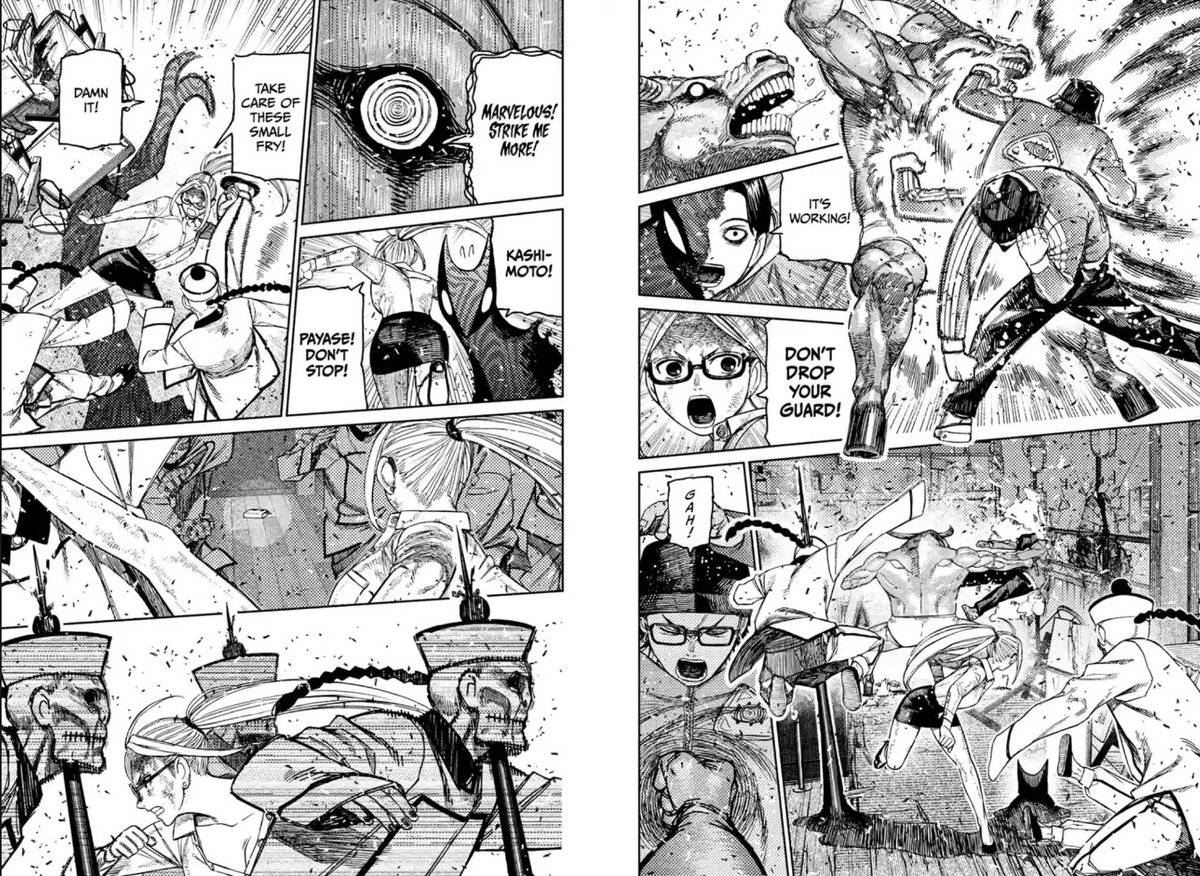 New dandadan chapter is so cool!!! I love the older psychics & seiko tag teaming this iron bull
