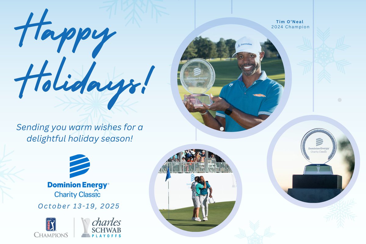 Season’s greetings from the Dominion Energy Charity Classic… Wishing everyone a joyful holiday and Happy New Year!

The 2025 tournament will return to The Country Club of Virginia, James River Course October 13-19.

We look forward to seeing the #RVA community in the new year!