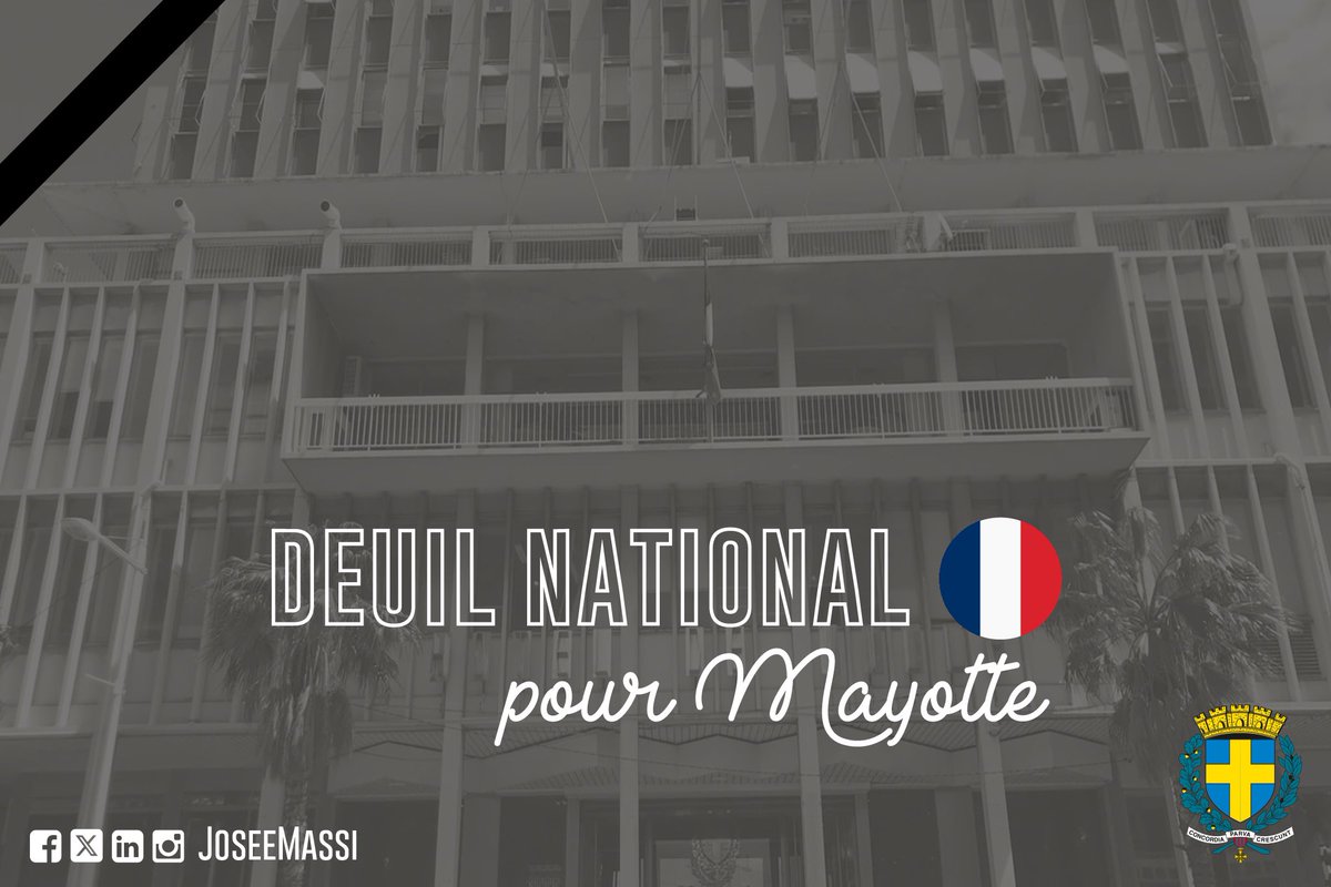 En ce jour de deuil national 🇫🇷, la @VilledeToulon s’associe pleinement à l’hommage rendu par la Nation à #Mayotte et à ses habitants, frappés de plein fouet par le cyclone #Chido.

Cette tragédie, qui a causé d’immenses souffrances et de lourdes pertes humaines, nous touche