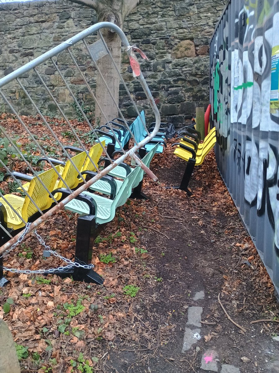 WOLCT's tweet image. We've discovered one of the refurbished benches,  due to be installed on the walkway in the New year has been stolen.  

As per the photograph it's a bench with a black frame and three pale green seats.

Any sightings please report under incident number 1565 to the police.