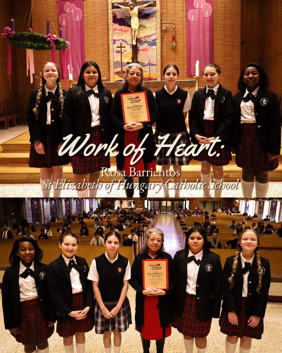 CatholicFnd's tweet photo. Over time, The Catholic Foundation has honored 26 full-time employees at @SaintsPride in Dallas with a #WorkOfHeart Award. But ONLY ONE has received a Work Of Heart Award three times! You're all heart Mrs. Rosa Barrientos! https://t.co/SFQW3q1qGu