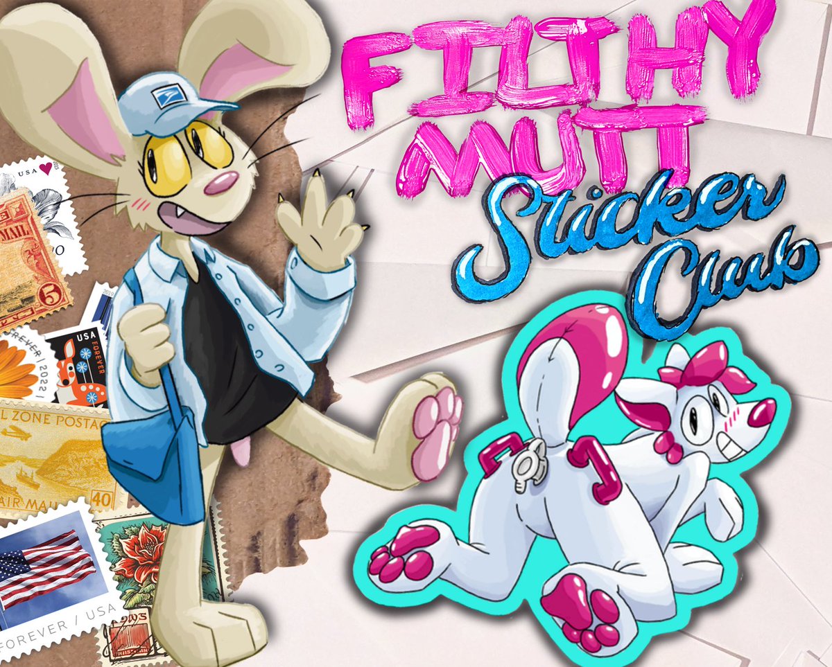 Startin today, a new project thru Patreon: the Filthy Mutt Sticker Club :3!! Each month I'm designing a new n' lewd yiff vinyl sticker and mailing them out to YOU along with a letter + a doodle + more! Ur gonna wanna get ur paws on these, Its gonna be a lot of fun &gt;///&lt;
💌🐾🔗⬇️