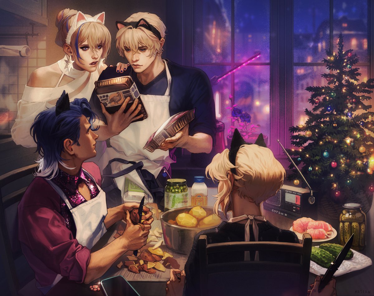 natfan666's tweet image. #Sampard
Landau siblings&apos; New Year&apos;s Eve preps (Sampo’s been welcomed). Landaus are naughty enough not to celebrate with their parents.

Because of the freeze, Belobog is severely impoverished gastronomically, but the 700 year old recipes have survived! ⬇️