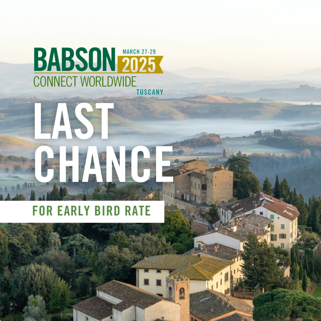 ‼️ The No. 1 entrepreneurial summit is fast-approaching, and so is the deadline for the early bird rate. Register for Babson Connect Worldwide before Jan. 1 at the link below!

web.cvent.com/event/e354d1a7…
