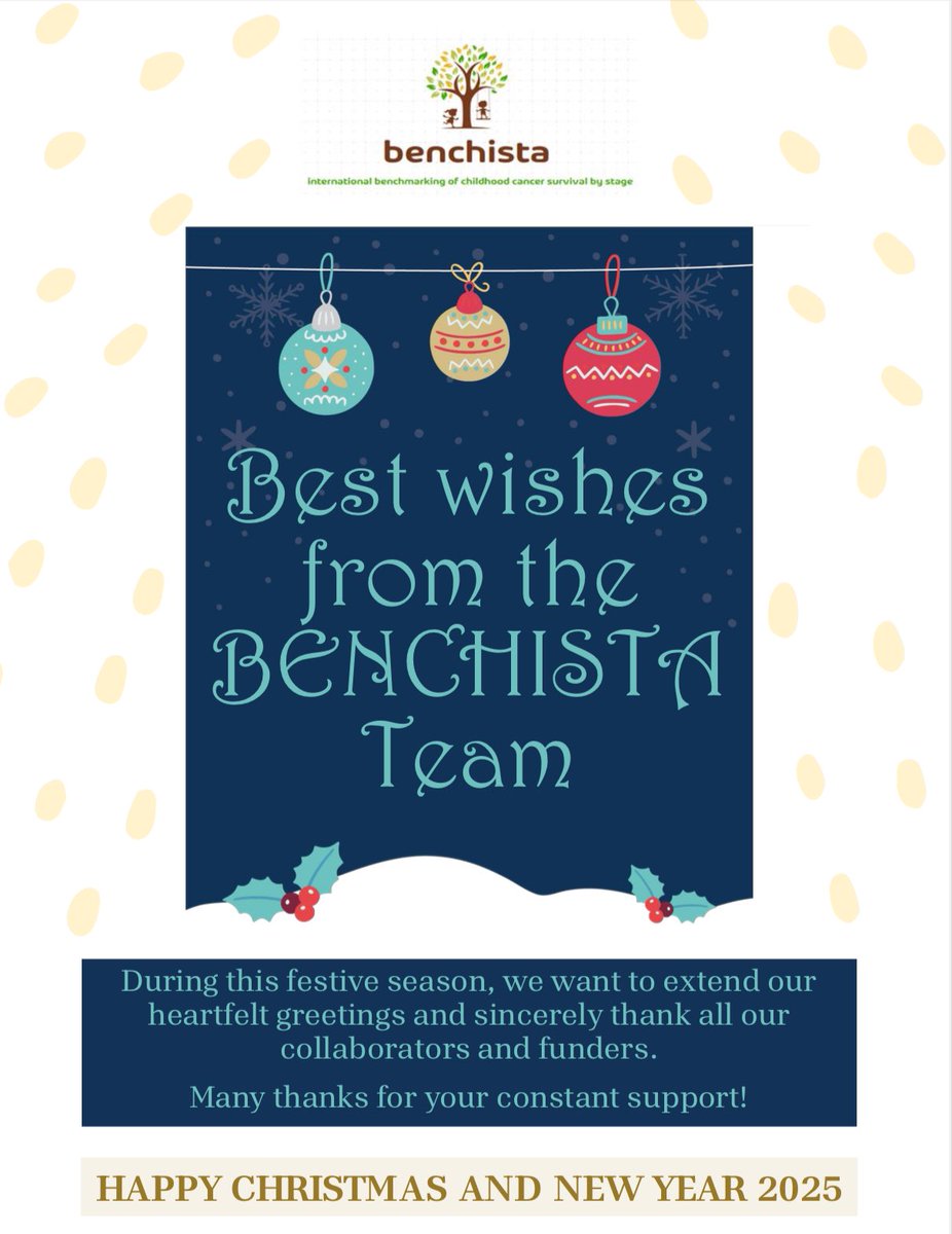 2024 was another year of great collaboration! 
In 2025, let’s continue focusing on cooperative work towards childhood cancer survival research and improvement of outcomes for children and teenagers with cancer 🎗️💛 
Thank you, wishing you a happy festive season ✨
