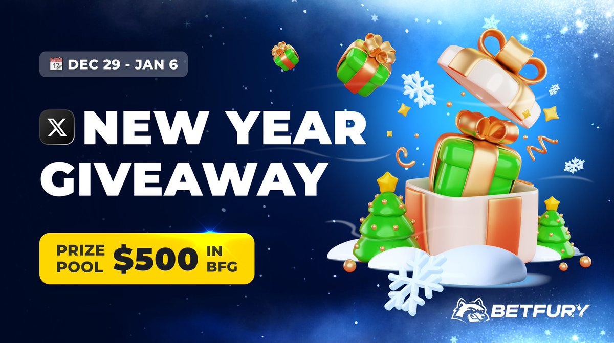 🎆Start #NewYear2025 with a Bang
Join #Giveaway &amp; Share $500 in #BFG!

29.12 - 6.01 | 10 random winners | $50 in BFG for each
⟡ Send New Year emoji below
⟡ Add your BetFury username
❤️ + RT

Play Winter Slots for the #FestiveMood
➩ betfury.tv/Winter_Slots