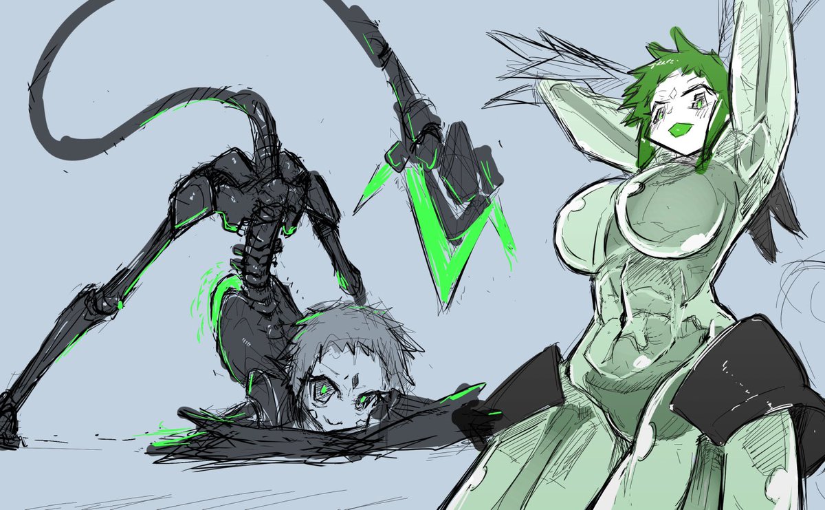 ラフとはいえ2枚描けたの凄くない?すごいぜ(自画自賛) 