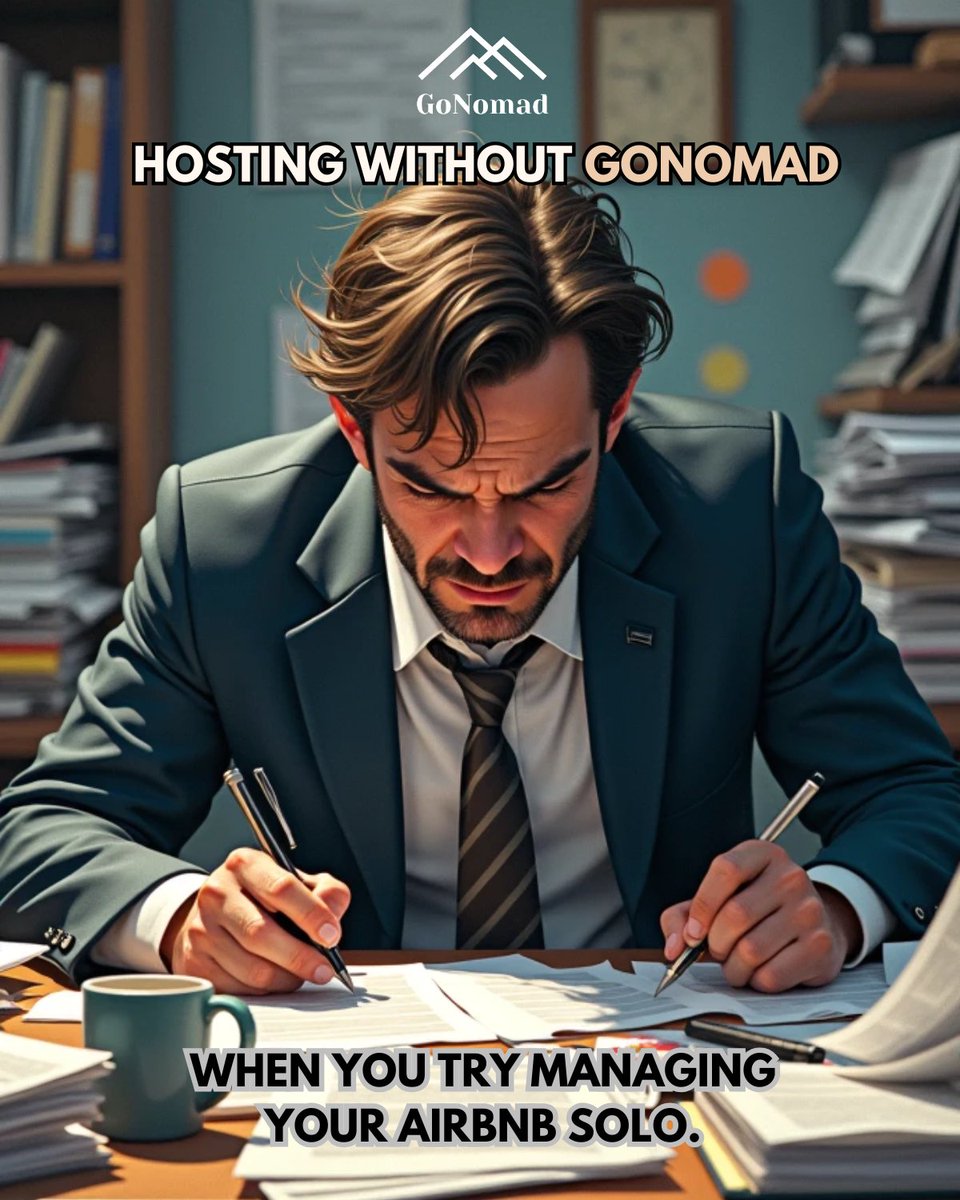 GoNomadStays's tweet photo. 🔥 Overwhelmed with paperwork and endless tasks?
😩 Hosting solo is no joke! Let GoNomad take the load off and make your hosting experience stress-free. ✨

https://t.co/PgDNPtEJlP

#AirbnbHosting #StressFreeHosting #GoNomad https://t.co/ebkdP5DBm4