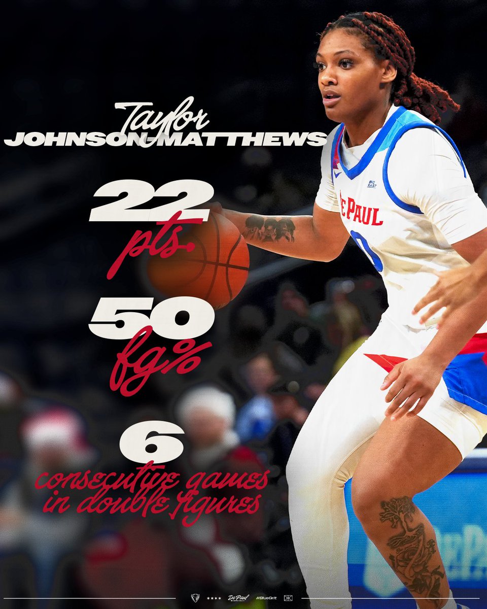 DePaul Women's Basketball (@depaulwbbhoops) on Twitter photo Career outing for <a href="/Tayloranaija/">Taylor Johnson-Matthews</a> in the conference opener!
#DePaulBall x #BlueGrit 🔵😈 Career outing for <a href="/Tayloranaija/">Taylor Johnson-Matthews</a> in the conference opener!
#DePaulBall x #BlueGrit 🔵😈