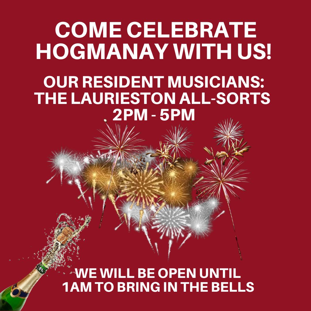 Thelaurieston's tweet photo. This Hogmanay we will have our local musicians, The Laurieston Allsorts, playing their favourite covers from 2pm-5pm.

We will be open until 1am so we can bring in the bells with you

So come down and have one more night in The Laurieston Bar before the year is done! https://t.co/N3EqfNbHbl