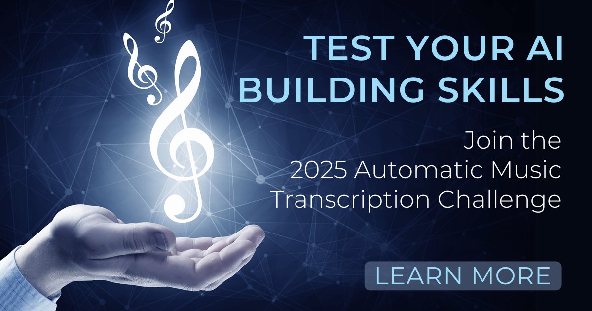 ComputerSociety's tweet image. It's time to test your #AIprogramming skills with this upcoming competition- 2025 Automatic Music Transcription Challenge!
Registration opens 1 Jan: bit.ly/4fnvYQB