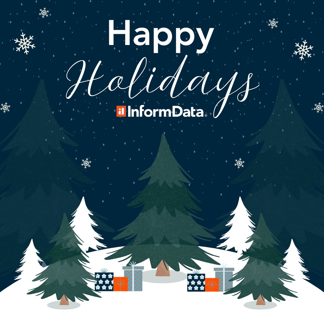 InformDataCo's tweet image. Happy Holidays from your friends at InformData! We're wishing you a wonderful Holiday season filled with joy and celebration.