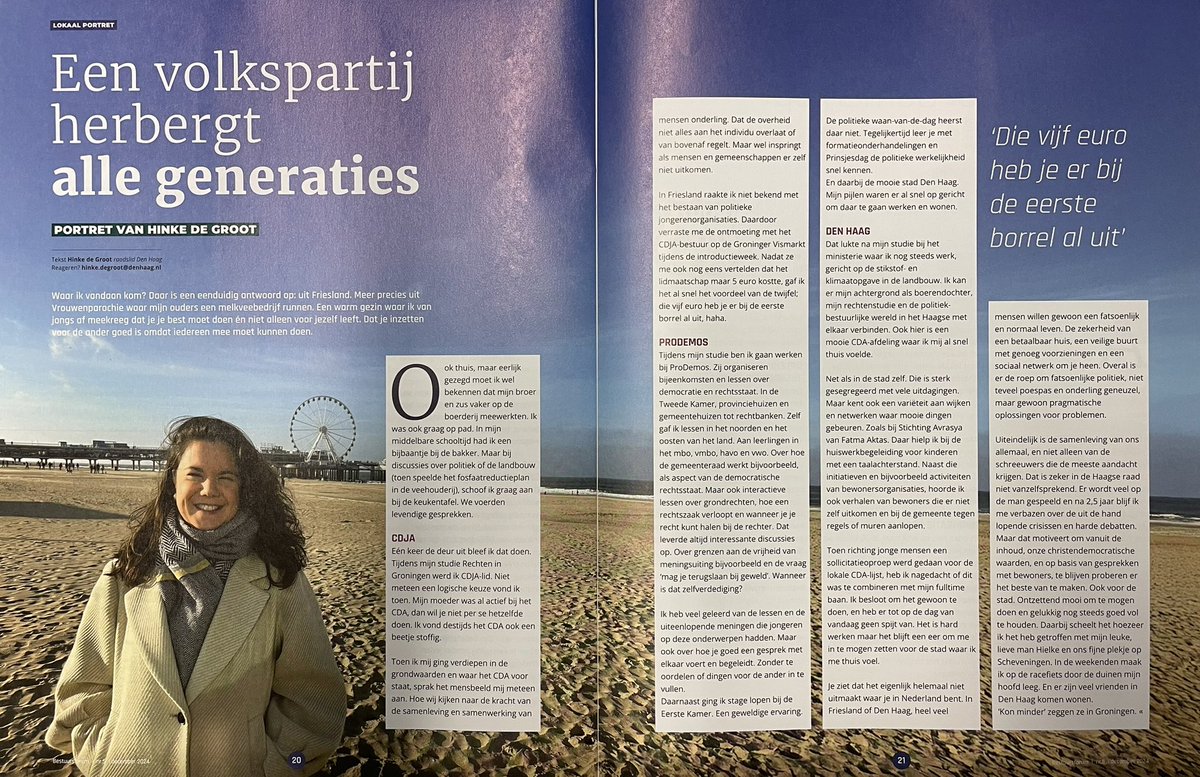 Geheel terecht betoogt <a href="/Hinke_dg/">Hinke de Groot</a> <a href="/CDADenHaag/">CDA Den Haag</a> dat de samenleving van ons allemaal is. Daarom kiezen christendemocraten voor een sterke samenleving, waarin we omzien naar elkaar. Mooi interview, Hinke! En helemaal leuk dat je -net als ik- Fries om útens bent. Lees meer 👇🏻😃💚