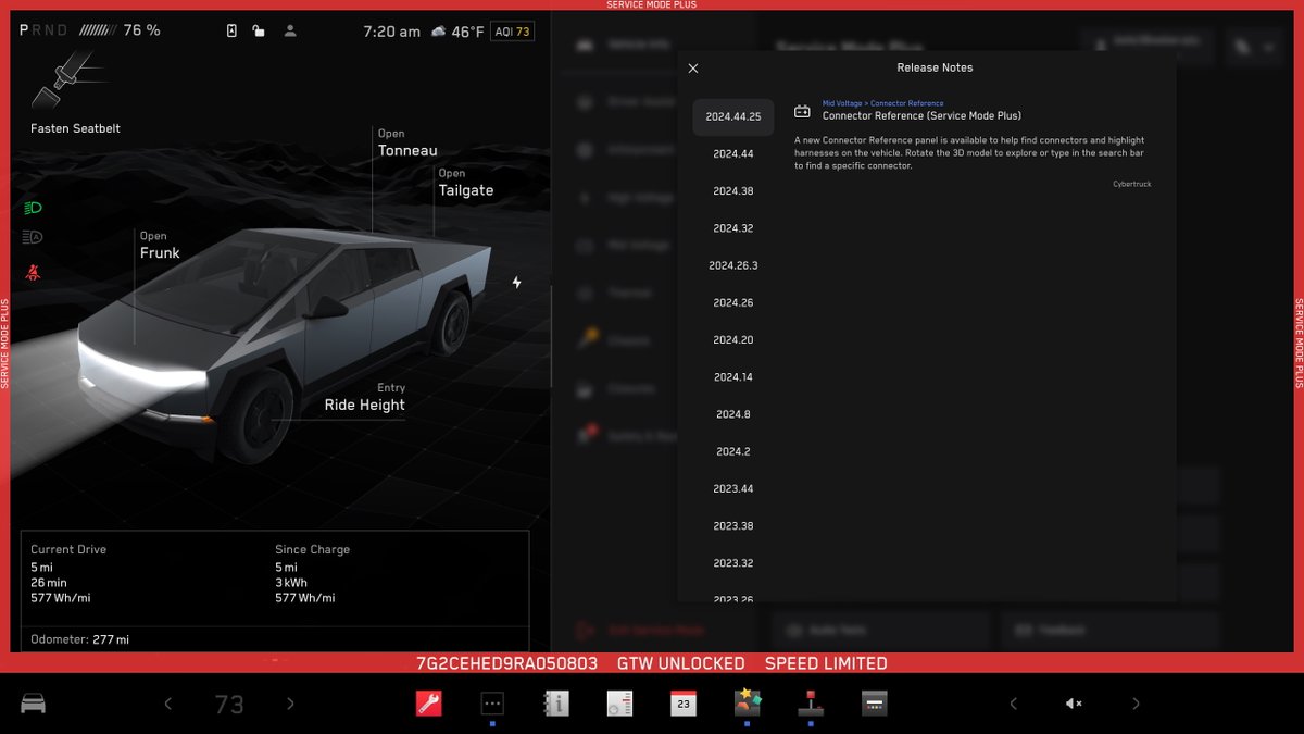Johndkelly45's tweet photo. How many vehicles have a service diagnostic scan tool and service information built into the touchscreen? Tesla has for a few years, and it keeps getting better.

I received the latest firmware update for my Cybertruck last night. One impressive new menu item in Service Mode Plus is the 3D connector and harness view.

You can locate any connector on the vehicle, tap on it, and see the connector pinout, wire colors, and where the harness connects with links to other connectors. This is very helpful for anyone trying to diagnose a circuit wiring issue. I suspect we will see this in other Teslas in the future.

We will use the Cybertruck and sixteen other vehicles in our upcoming EV boot camps. Join us on campus here in Utah, USA, next year. There are six new boot camps for 2025. To get started with two online prerequisites, see https://t.co/eAbwA0iWfp

@Tesla @andrewIambrecht