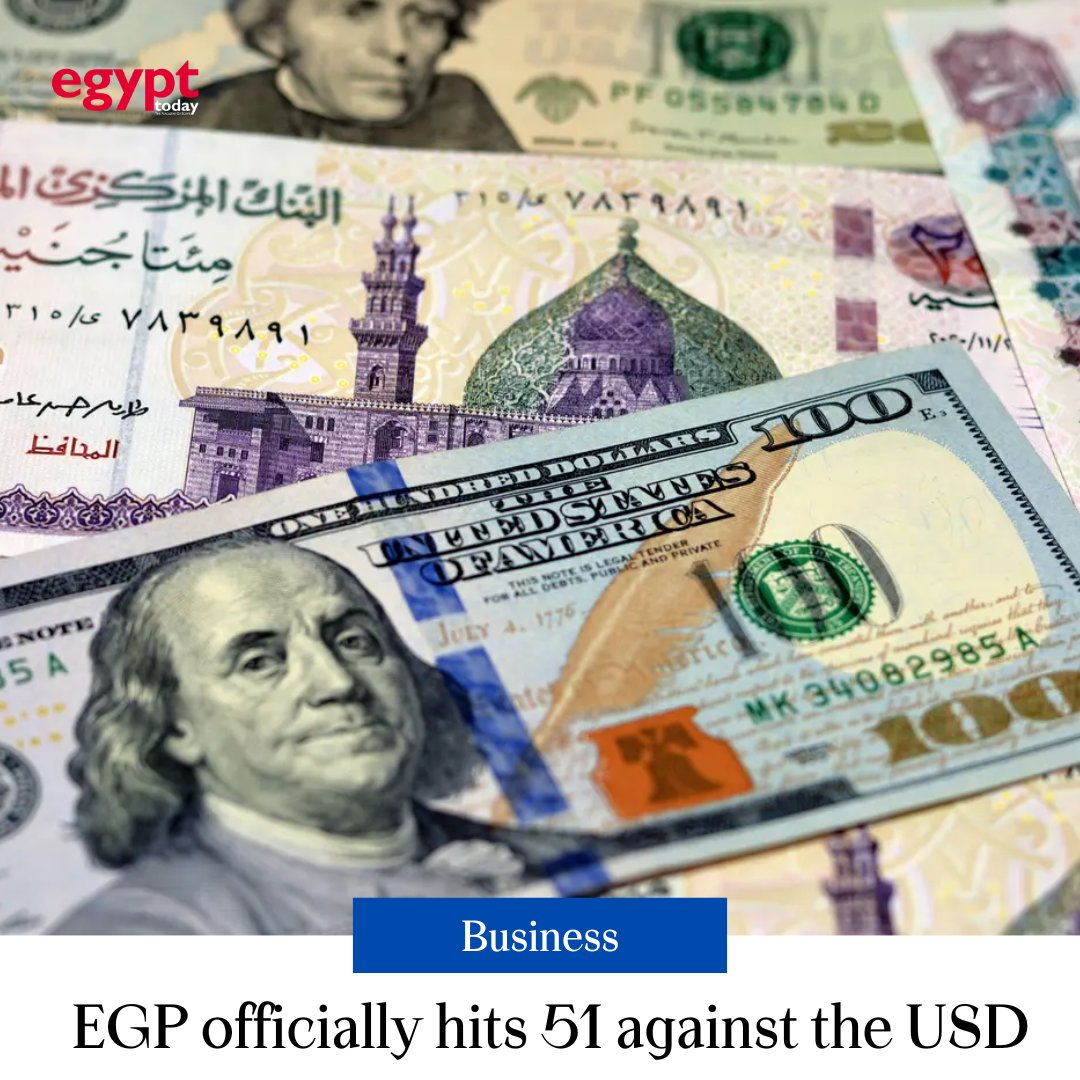 EGP officially hits 51 against the USD The Central Bank of Egypt recognized  the latest adjustment in the exchange rate, placing it at EGP 51.0069 for  purchases of USD and 51.1444 for
