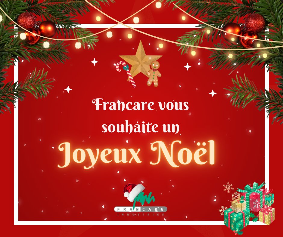 FrancareSA's tweet photo. 🎄✨ Joyeuses fêtes ! 🎅
Francare vous souhaite de merveilleuses fêtes de fin d’année ! Que cette période soit synonyme de bonheur et de partage. Merci pour votre engagement et cette belle année passée à vos côtés. Nous vous souhaitons le meilleur et un joyeux Noël 2024 ! 🎁🎉 https://t.co/GJpBdE49B8