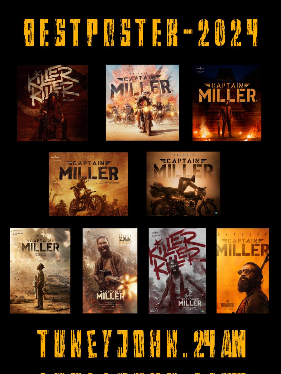 dstoryreview's tweet photo. 📍Appreciation Post @tuneyjohn
#CaptainMilIer posters are easily the best of the year 2024🔥

Killer Work brother #TuneyJohn #24AM 🏆

Andha mariiiii oru velai paadu 🫡👌

Captain @ArunMatheswaran 
Miller @dhanushkraja 

#BestPoster #BestPosterDesign #BestPoster2024 #Dhanush https://t.co/Ny7mYaXZsd
