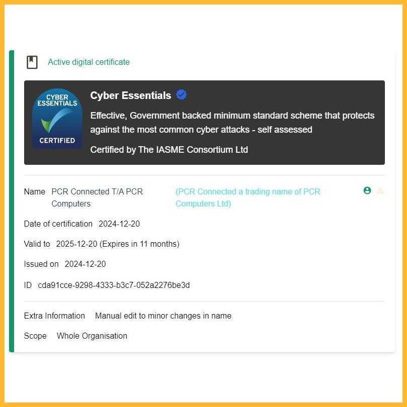 PCR Connected is certified with Cyber Essentials for another year.  Please get in touch if you would like to discuss how you can use this recognised security framework to benefit your business &amp; your customers.
pcrconnected.co.uk
#CyberEssentials #CyberEssentialsLondon