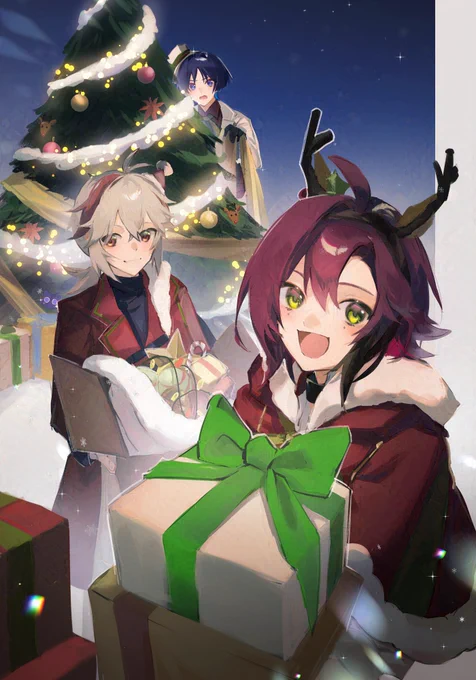 Merry christmas!!! Kazuha, Heizou and Wanderer christmas #genshinimpact 