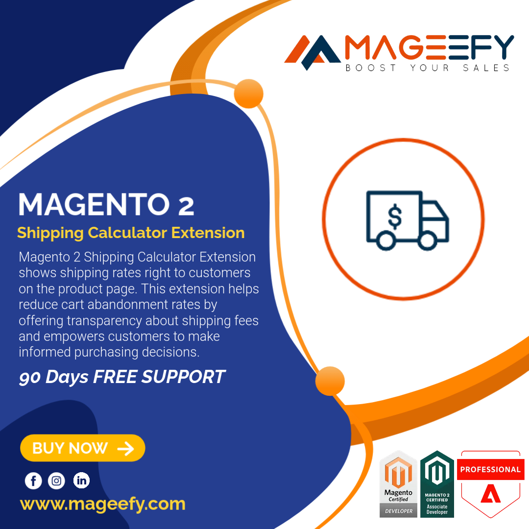mageefy's tweet image. 🚀 New Magento 2 Extension Alert!
Transform Your eCommerce Experience with Our New Magento 2 Shipping Calculator Extension!
👉 Learn more here: lnkd.in/gHeSD6gm
#shippingcalculator #magento #moduledevelopment #extension #adobecommerce #customization #mageefy