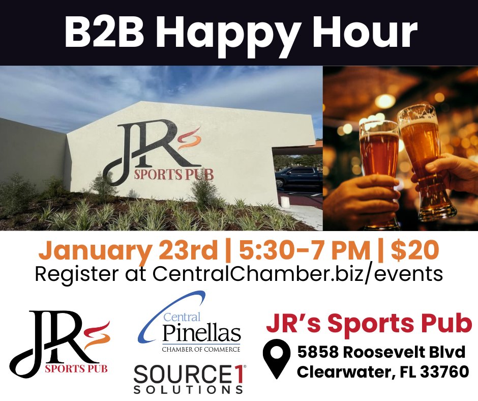 Join us at JR's Sports Pub for an evening of networking and light bites! Visit CentralChamber.biz/Events to secure your spot.