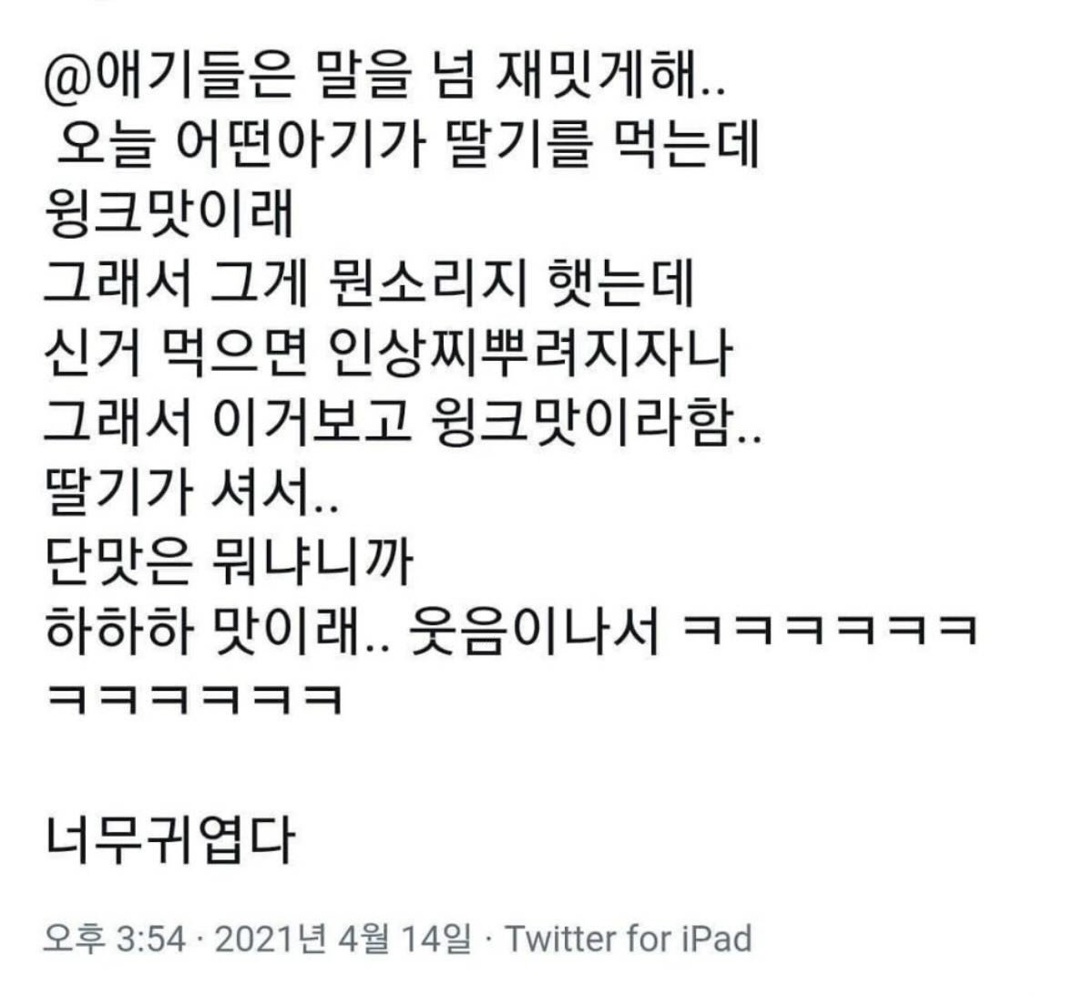 아기의 맛 표현