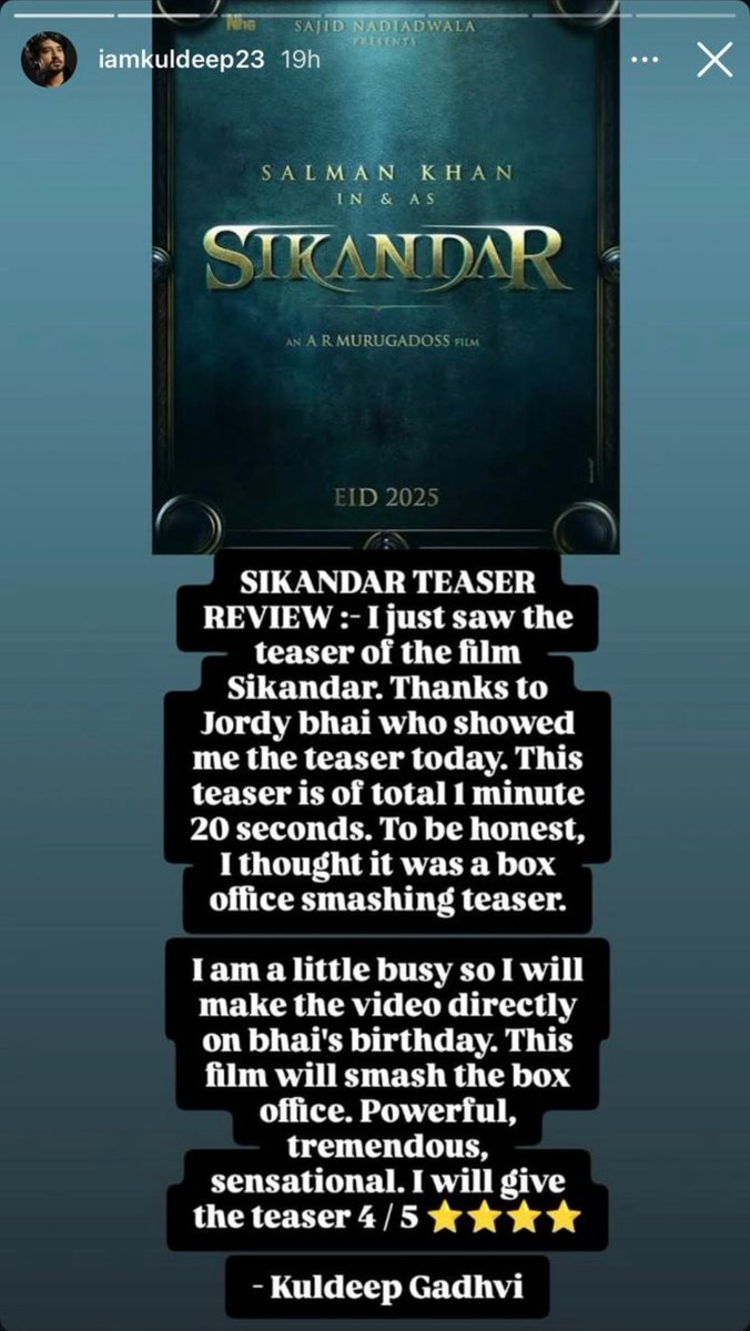 arnikhazra4's tweet photo. #SikandarTeaser SCENE PIC LEAKED &amp; ITS FIRST REVIEW IS OUT!😱🔥
"Internet Server will Crash On 27th" - #Kuldeep 💥💥💥
EXCLUSIVE : #Sikandar TEASER will be released on big screens attached to #BabyJohn on 27th December🙌
#SalmanKhan𓃵 #ARMuragados #Rashmika #KajalAggarwal #Sajid https://t.co/XSMk4zbIYS