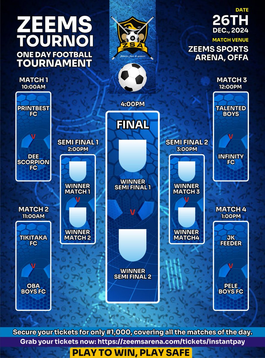 musbauceo's tweet image. ZEEMS TOURNOI FIXTURES

Entrance fee #1,000 #VisitOffa