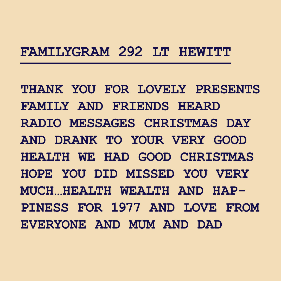 DefenceHQ's tweet photo. Have you ever wondered how submariners keep in touch with family at #Christmas?🎄

Familygrams keep UK submariners connected to family while they protect the nation 24/7, 365 days a year.

This message extract from 1976 gives us a glimpse into the past. (1/4)

@SDA_mod https://t.co/tQrrlfp1qq
