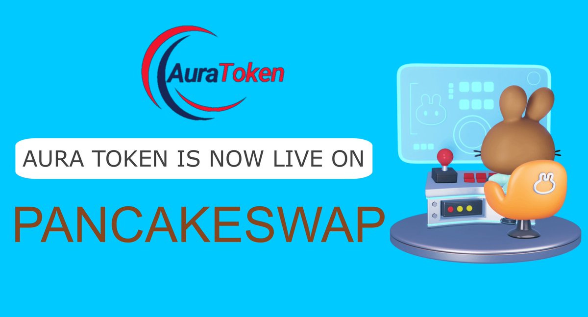Aura Token is now LIVE on PancakeSwap! 
You can trade Aura Token (AUR) tokens on pancake swap and enjoy low fees, fast transactions and high liquidity.

𝐂𝐨𝐧𝐭𝐫𝐚𝐜𝐭 𝐀𝐝𝐝𝐫𝐞𝐬𝐬 : 0x60f3Ab1e020b4b5DE8a3bC0393E6AA4BB29b1B8F

Pancake swap link: pancakeswap.finance/?inputCurrency…