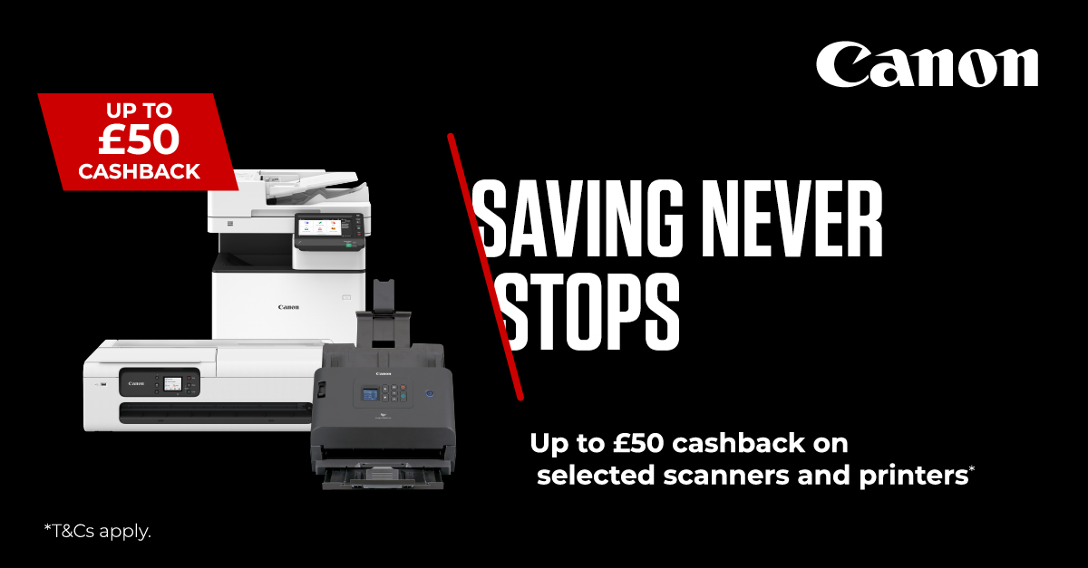 Don't miss our amazing cashback offer on specific printers and scanners - it’s a deal you can't miss 🖨️🙌 

Grab it while it lasts here: canon.sm/3Z7TLPC 

*T&amp;Cs apply.