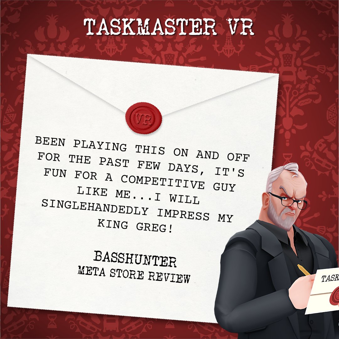 We all want to impress Greg! 🤩

If you haven't shared your feedback for Taskmaster VR yet, we would love your review on the Meta/Steam store pages! 🥳

#taskmaster #vr #indiegame