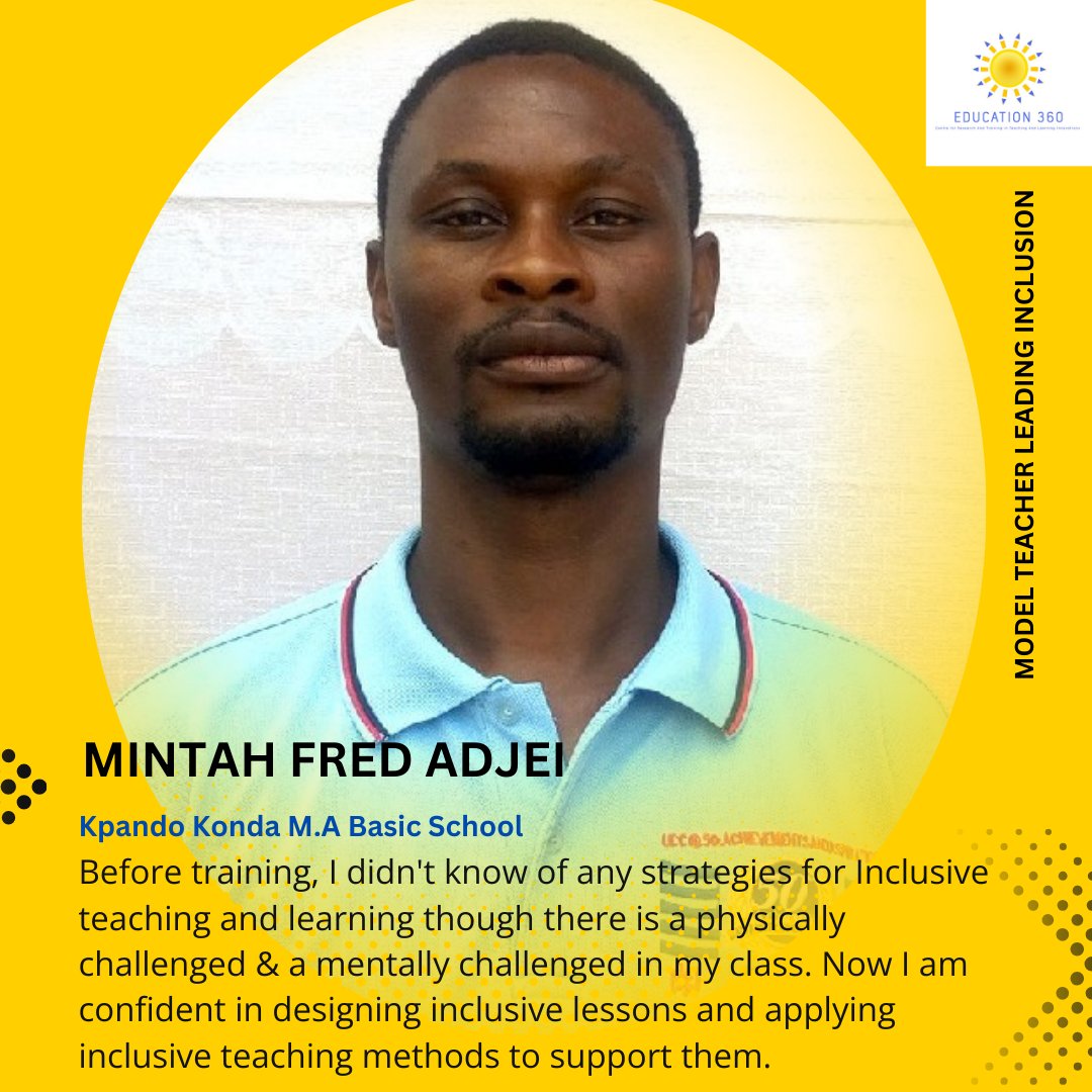 Education360gh's tweet photo. Today, we are thrilled to spotlight the reflections of some of our model teachers who are leading the charge in building inclusive and transformative learning environments for learners with disabilities. https://t.co/EsbGhJ0Pfs