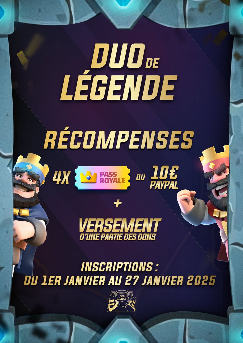 KA_KittenKer's tweet photo. 🏆Tournoi 2v2 Clash Royale, Duo de légende, édition 1 !

Les inscriptions ouvrent prochainement, n'hésitez pas à rejoindre le serveur Discord : https://t.co/ilHSH1M5NQ https://t.co/ddlAtLyzsN