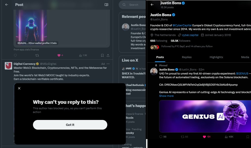 Gameorg89's tweet photo. Even though iam fudding my own bag here (lol)

$Genius dev took 300k $ out of his launch via bundle

https://t.co/lBCO1Z6NC0

Goes to show that there is zero integrity in space, even among "scientists" and "developes"... Blocked me :D

This thing would be at 10mio+ mcap by now.

Df6CNkecQ5LWfVM7eh2qGk8jVBjSD5FHb3bNizB4pump