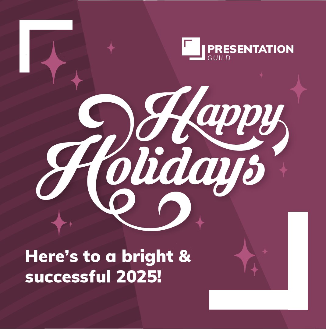 ✨ Happy Holidays from the Presentation Guild! ✨

May this festive season bring you joy, relaxation, and inspiration for the year ahead. Thank you for being part of our vibrant community!

Here's to a bright and successful 2025! 🌟