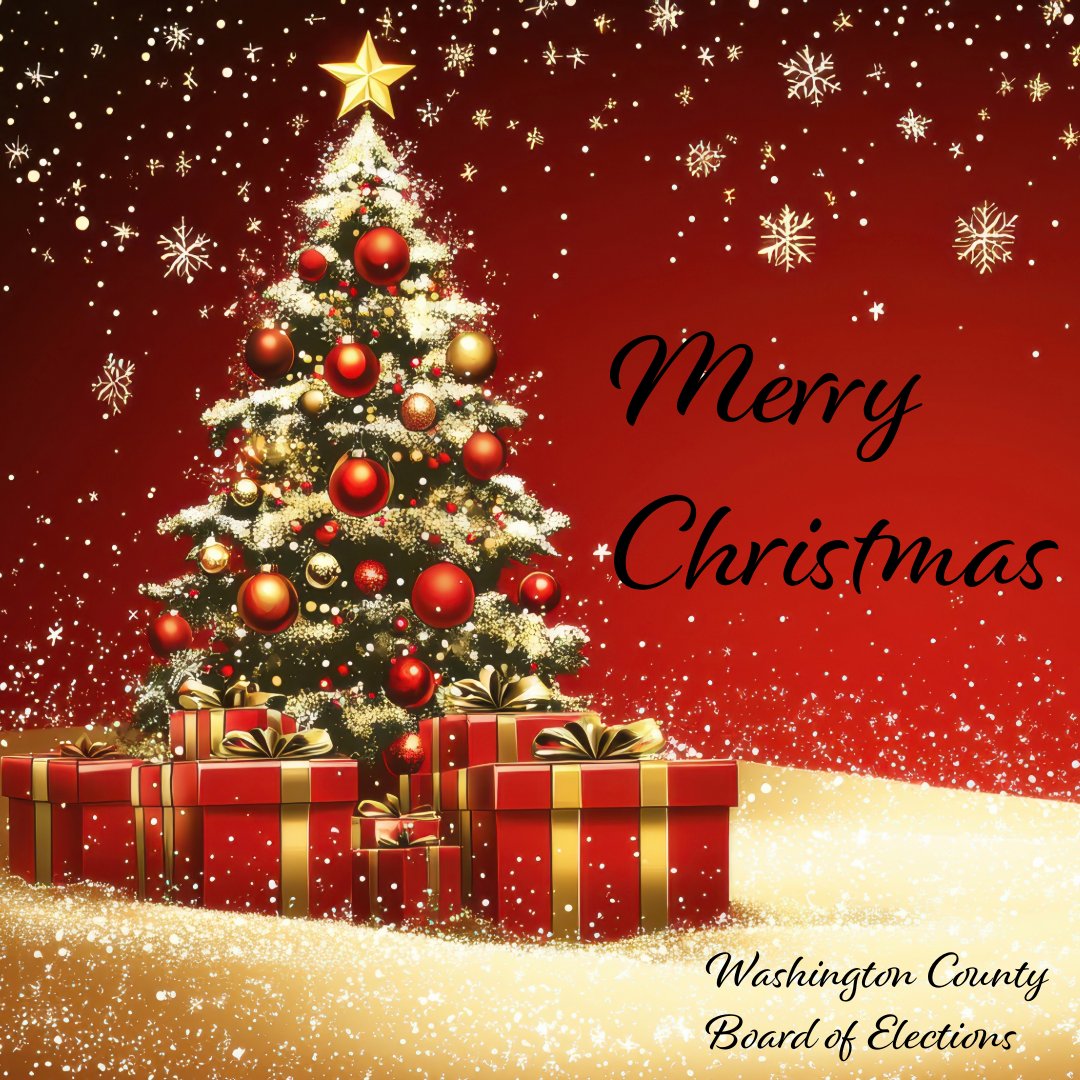 The Washington County Board of Elections office will be closed Tuesday, December 24 and Wednesday, December 25.  The office will reopen on Thursday, December 26 at 8:00 am.  For election related concerns our website is always open!  Visit us anytime at washco-mdelections.org