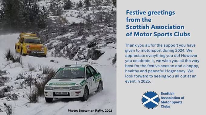 Thank you all for the support you have given to #motorsport during 2024. We appreciate everything you do! However you celebrate it, we wish you all the very best for the festive season and a happy, healthy and peaceful Hogmanay. We look forward to seeing you at an event in 2025.