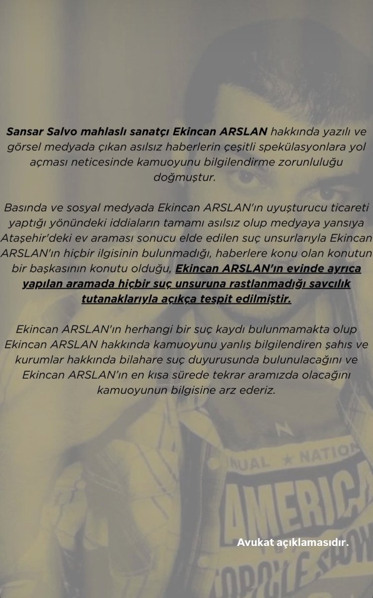 Ebo Sansar Salvonun avukatının açıklamasını paylaştı.