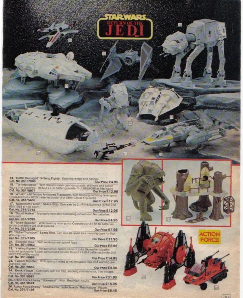 capecoraldwells's tweet image. #STARWARS 
 RETURN OF THE JEDI 
   Argos Catalog Ad  1983