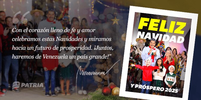 Del 23 al 30 de diciembre de 2024 se estará entregando el Bono Feliz Navidad y Próspero 2025 por un monto de Bs. 235,00 a través de la plataforma Patria.